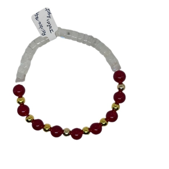 Rainbow moonstone with Agate bracelet stretchy handmade - Picture 1 of 5